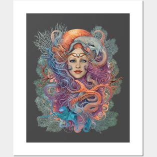 Cephalopod Mermaid Queen Posters and Art